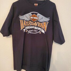 Harley Davidson black men's T shirt from Bossier City, LA, size XL, 100% cotton.
